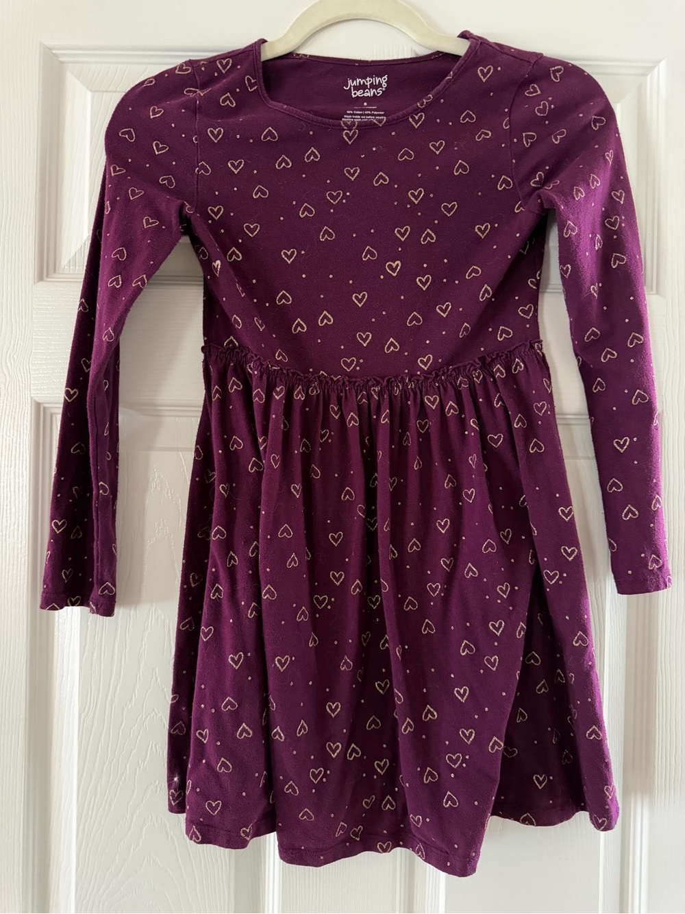 jumping beans Purple Heart Print Long Sleeve Knit Dress